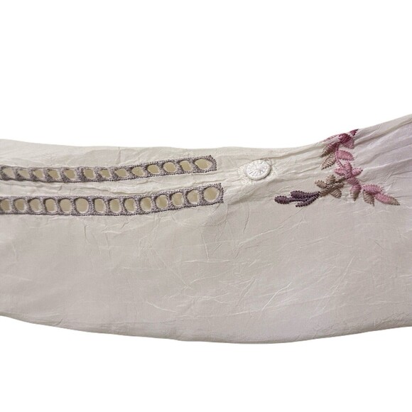 Johnny Was Womens Size Small Floral Embroidered Boho Clio Tunic in Shell Beige - Picture 9 of 11